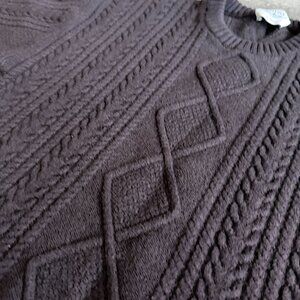 Aritzia chocolate brown crew neck merino wool cable knit sweater large